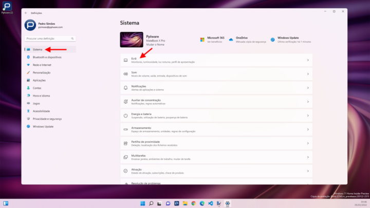 Windows 11 monitor ecrã Microsoft informação