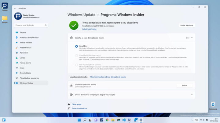 Microsoft Windows 11 novidades Insider buids