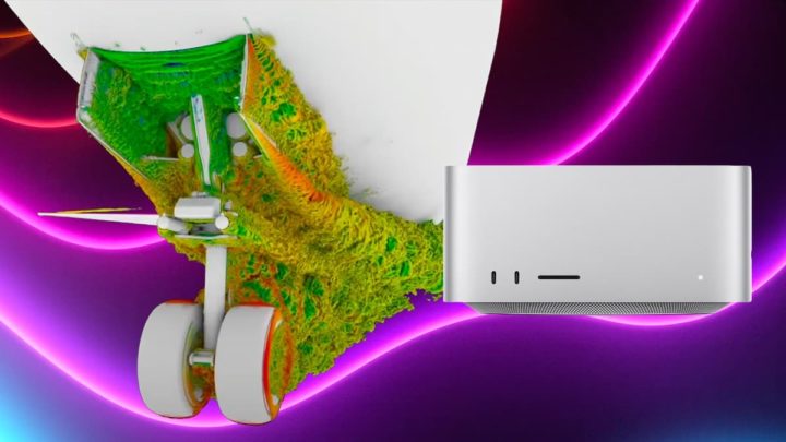 Imagem da apresentação do Mac Ultra da Apple a correr o software TetrUSS da NASA