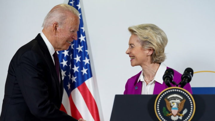 Presidente da Comissão da UE Ursula von der Leyen e Presidente dos EUA Joe Biden