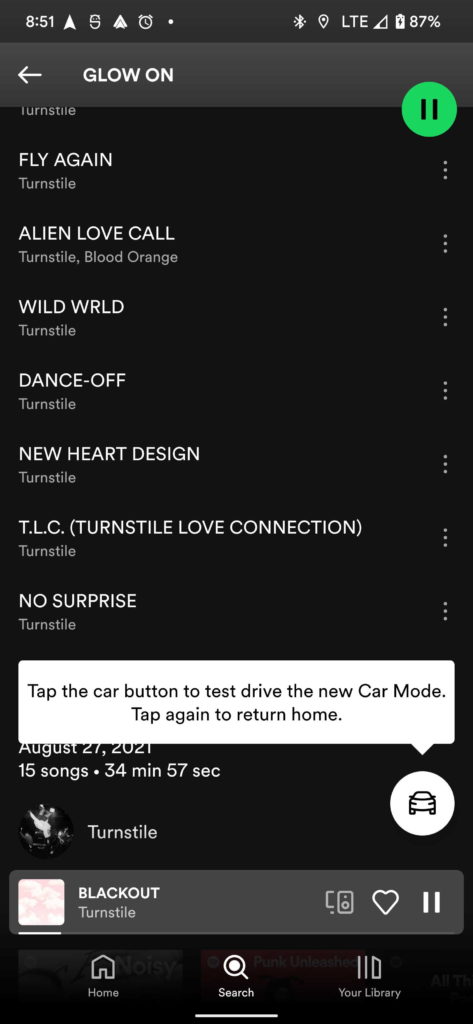 Spotify carro interface smartphone música