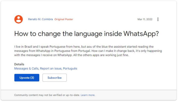 Android Auto Google apps idioma