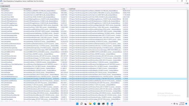 Windows 11 espaço ocupado apps PowerShell
