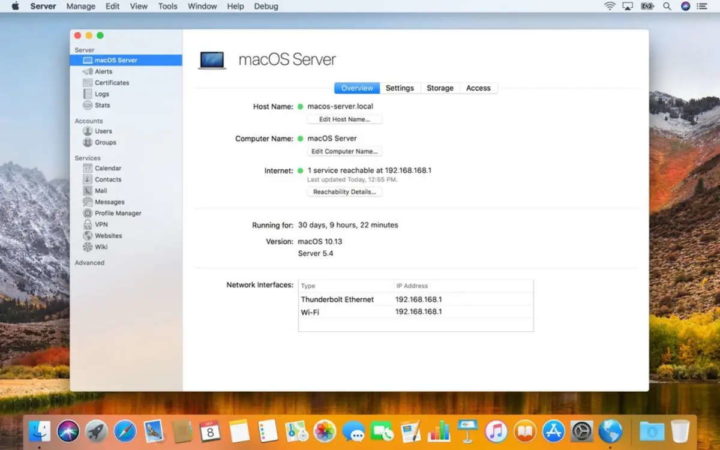 macOS Server Apple funcionalidades versão