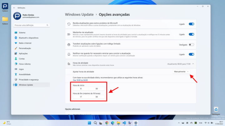 Windows 11 horas atividade Microsoft