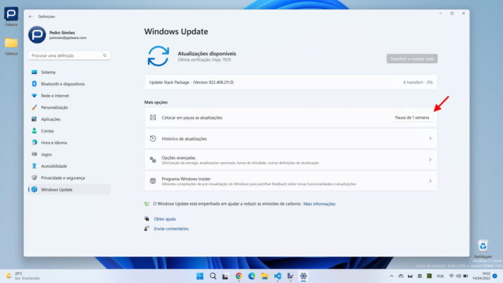 Windows 11 Microsoft atualizações pausa sistema