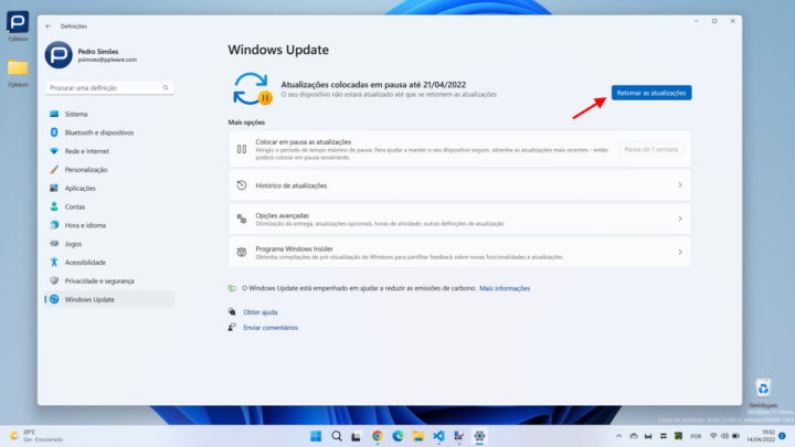 Windows 11 Microsoft atualizações pausa sistema