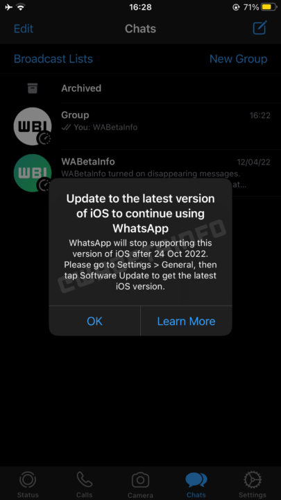 WhatsApp iOS 10 iOS 11 iPhone suporte