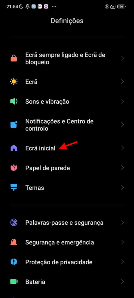 Xiaomi ecrã MIUI espaço informação