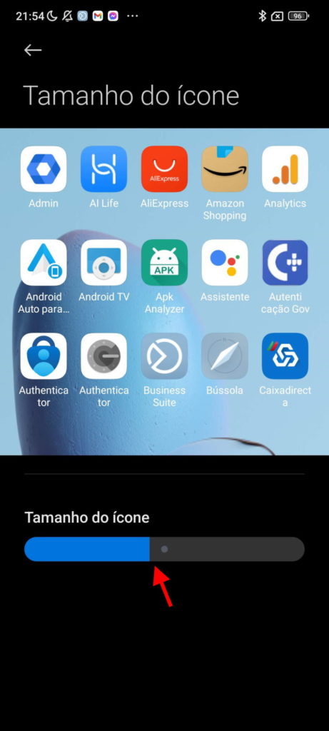 Xiaomi ecrã MIUI espaço informação