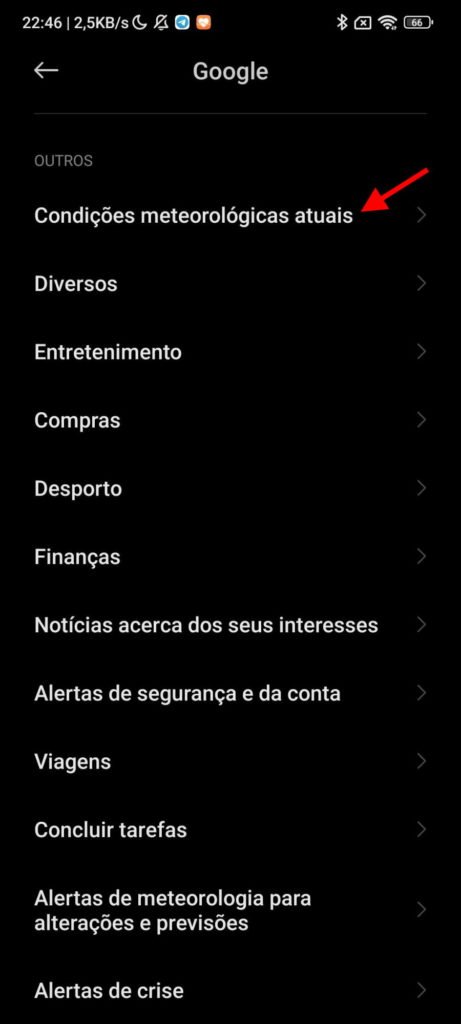 Android Google tempo notificações