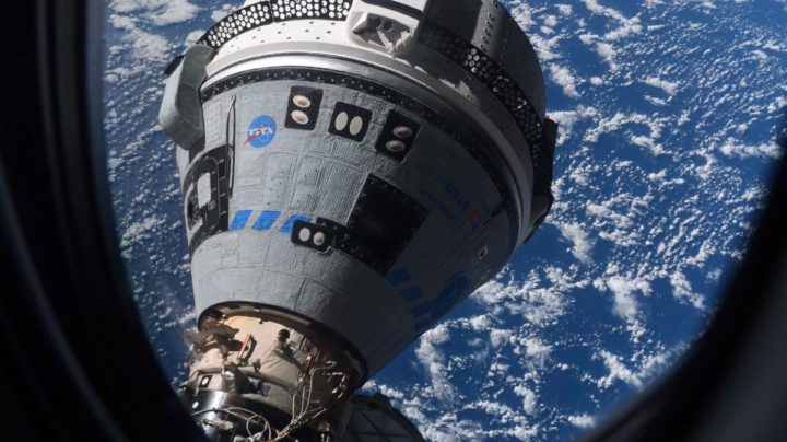 A picture of the Boeing Starliner spacecraft docked at the International Space Station.  NASA photos