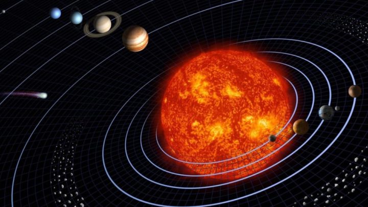 Ilustração dos 5 planetas que estão prestes a se alinhar no céu