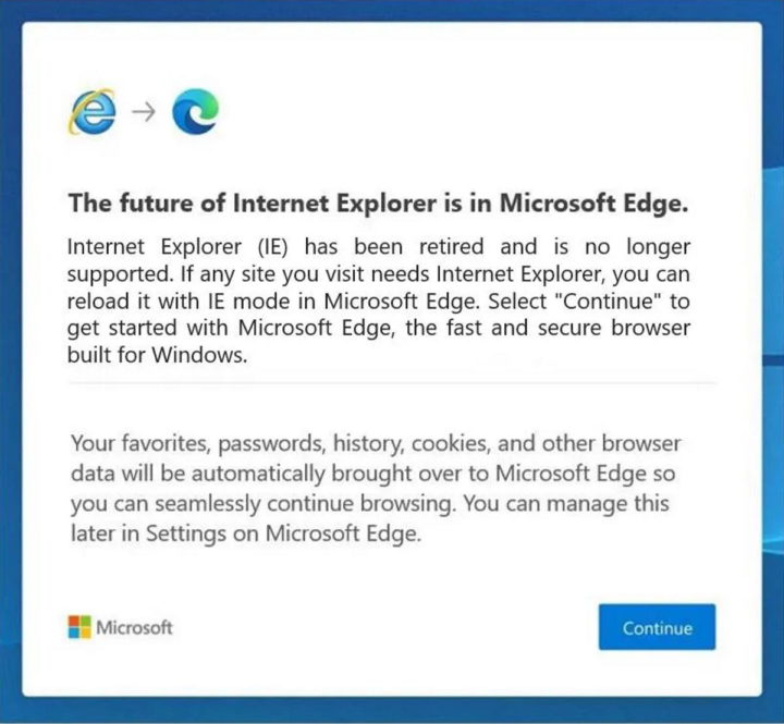 Internet Explorer Microsoft browser encaminhar Edge