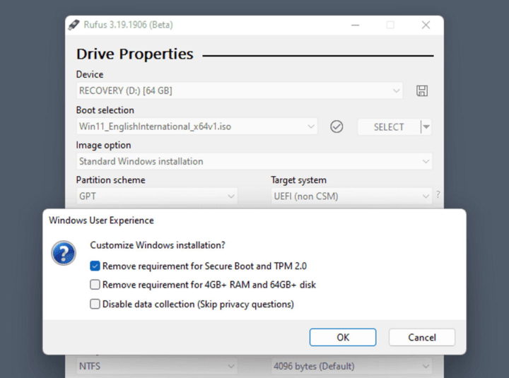 Windows 11 Microsoft Rufus requisitos beta