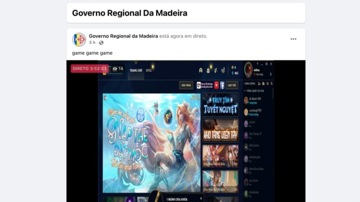 Páginas do Governo Regional Madeira no Facebook foi hackeada