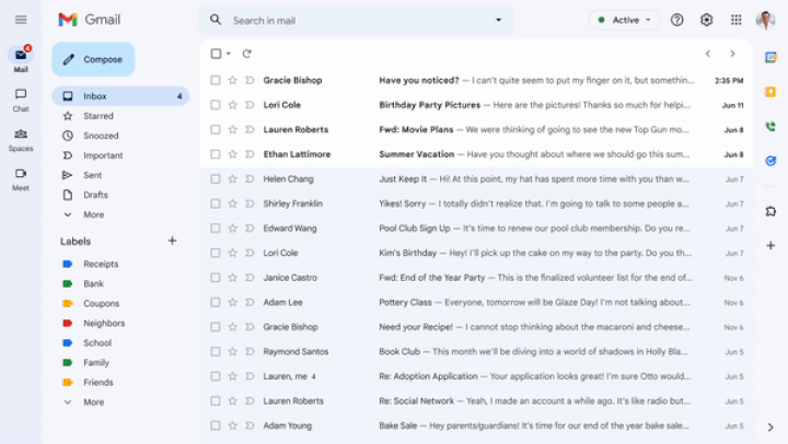 Gmail interface Google design