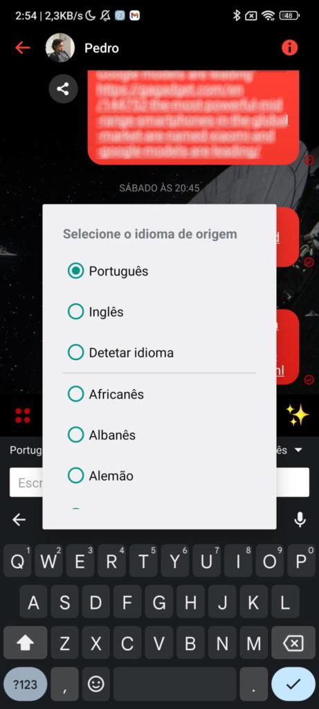 Android traduzir teclado apps escrever