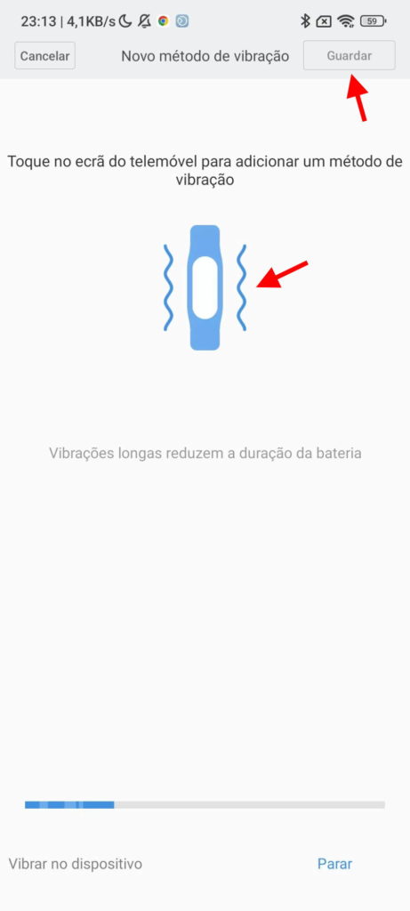 Xiaomi Mi Band 7 toques vibração personalizar