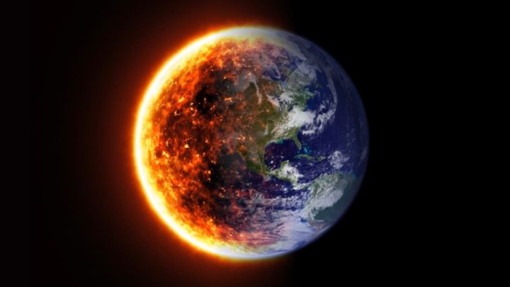 Ilustração da Terra a aquecer com o desequilíbrio do ciclo energético