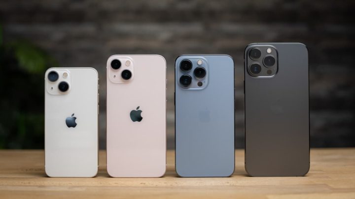 Imagem dos smartphones da Apple, linha iPhone 13