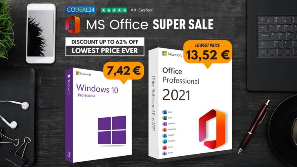 Office 2021 nos 13,52€ e Windows Lifetime a 7,42€ na Godeal24!