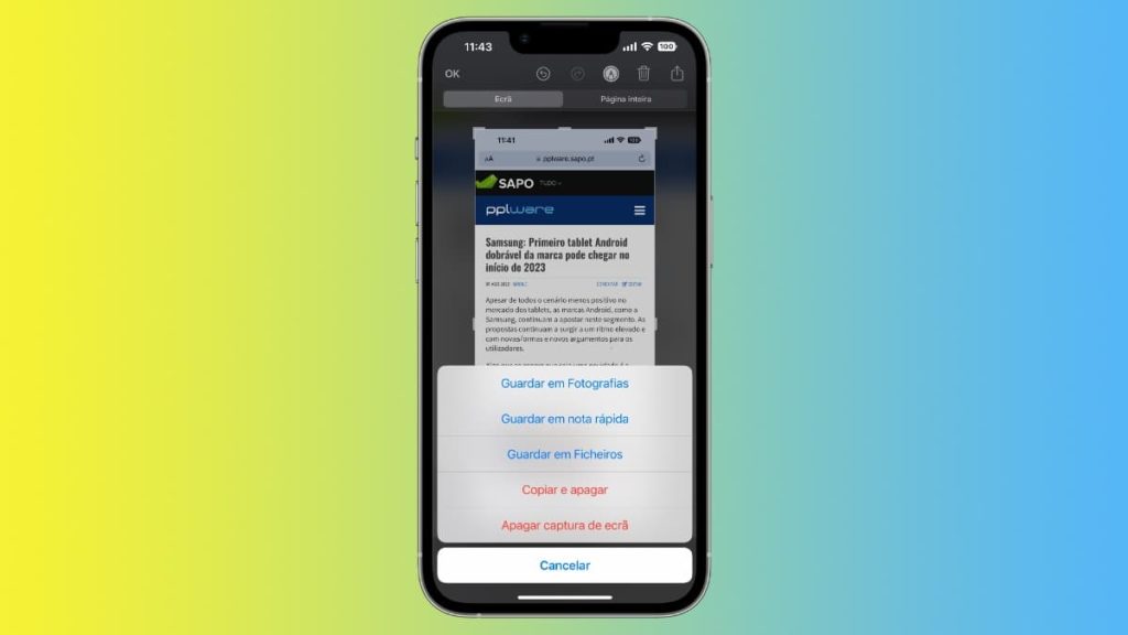 iOS 16 beta 5 adiciona opção “Copiar e Apagar” para partilhar capturas de ecrã