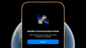 Ilustração iPhone 13 com ligação a satélite