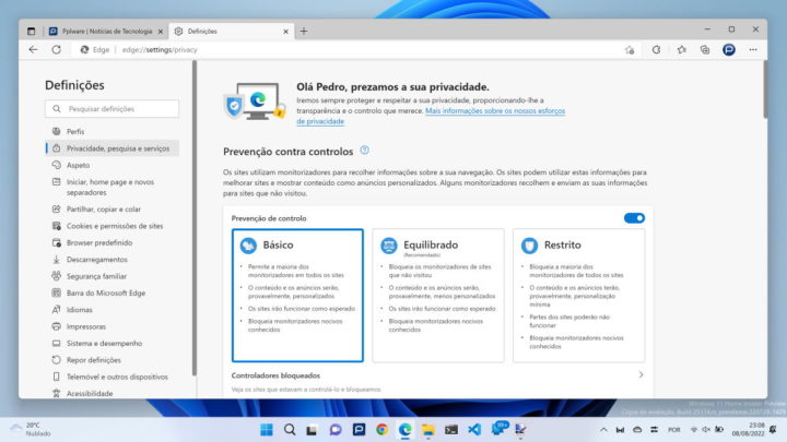 Edge Microsoft browser segurança funcionalidades