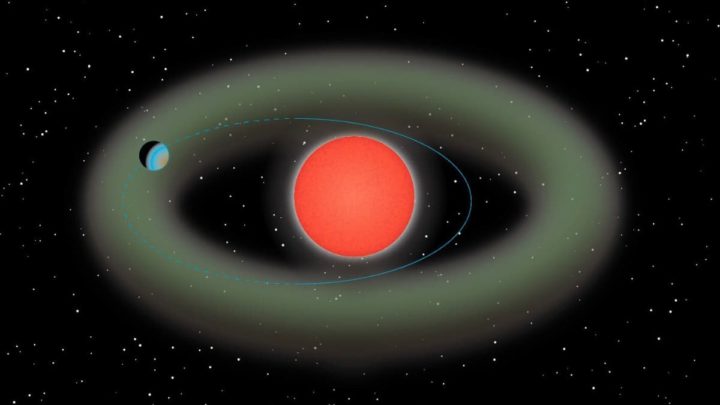 Ilustração da Super-Terra Ross 508 b à volta da sua estrela