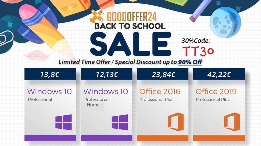 Windows nos €13,80 entre outros na GoodOffer24 Back To School Sale 2022