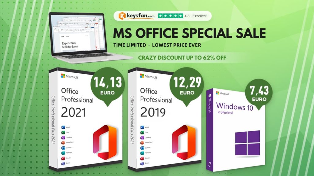 Na Keysfan as chaves Office 2021 ou Office 2019 podem chegar a partir de €12,29