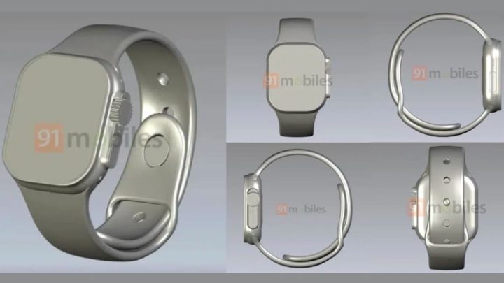 Ilustração em 3D do hipotético Apple Watch Pro