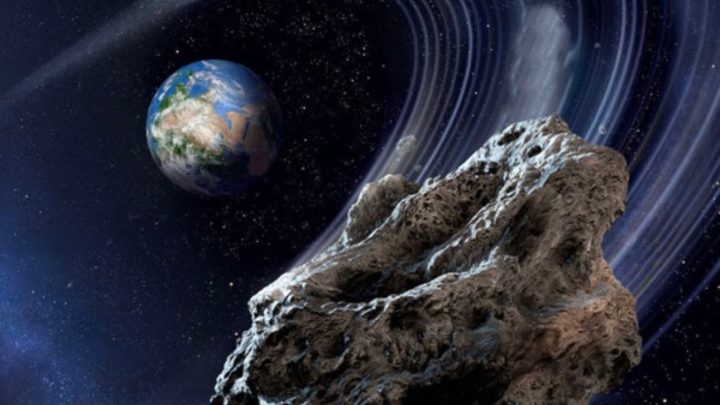 Ilustraçãp asteroide a passar pela Terra