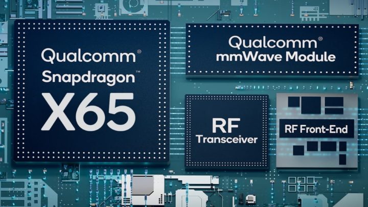 Image of a 5G chip with a Qualcomm satellite