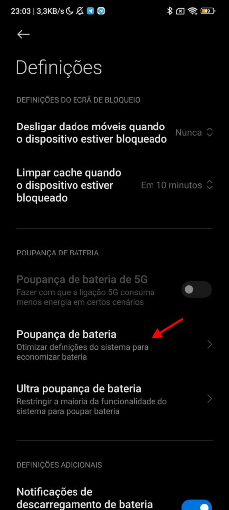 bateria Xiaomi poupar smartphone