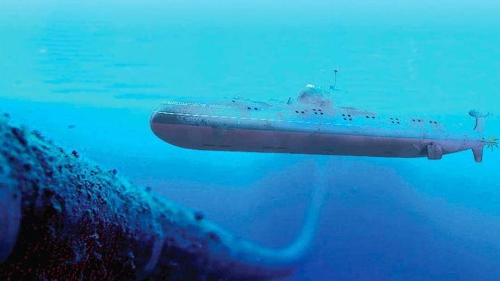 Ilustração de cabos subvmaricos cortados por submarinos