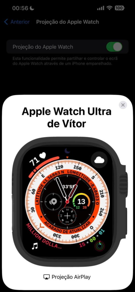 Apple Watch iPhone relógio ecrã