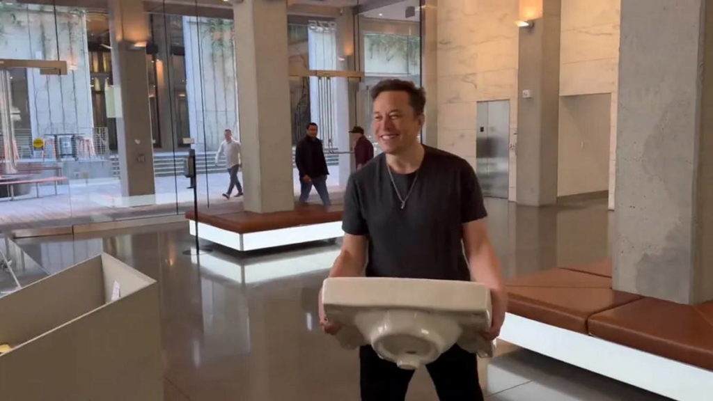 Elon Musk Twitter lavatório compra