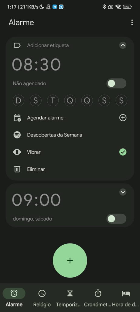 Relógio Android Google app alarmes