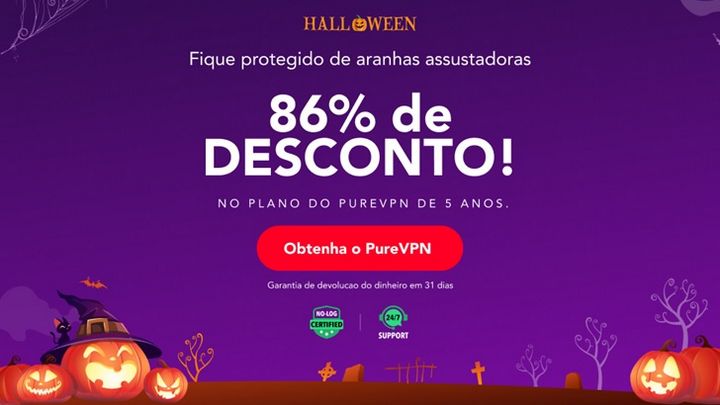 Oferta Exclusiva de Halloween PureVPN: 86% de Desconto
