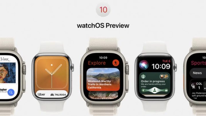 Imagem de conceito do WatchOS 10 no Apple Watch Ultra