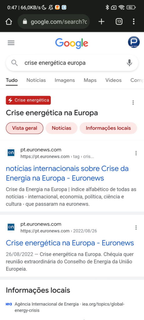 Google Europa energia informação crise
