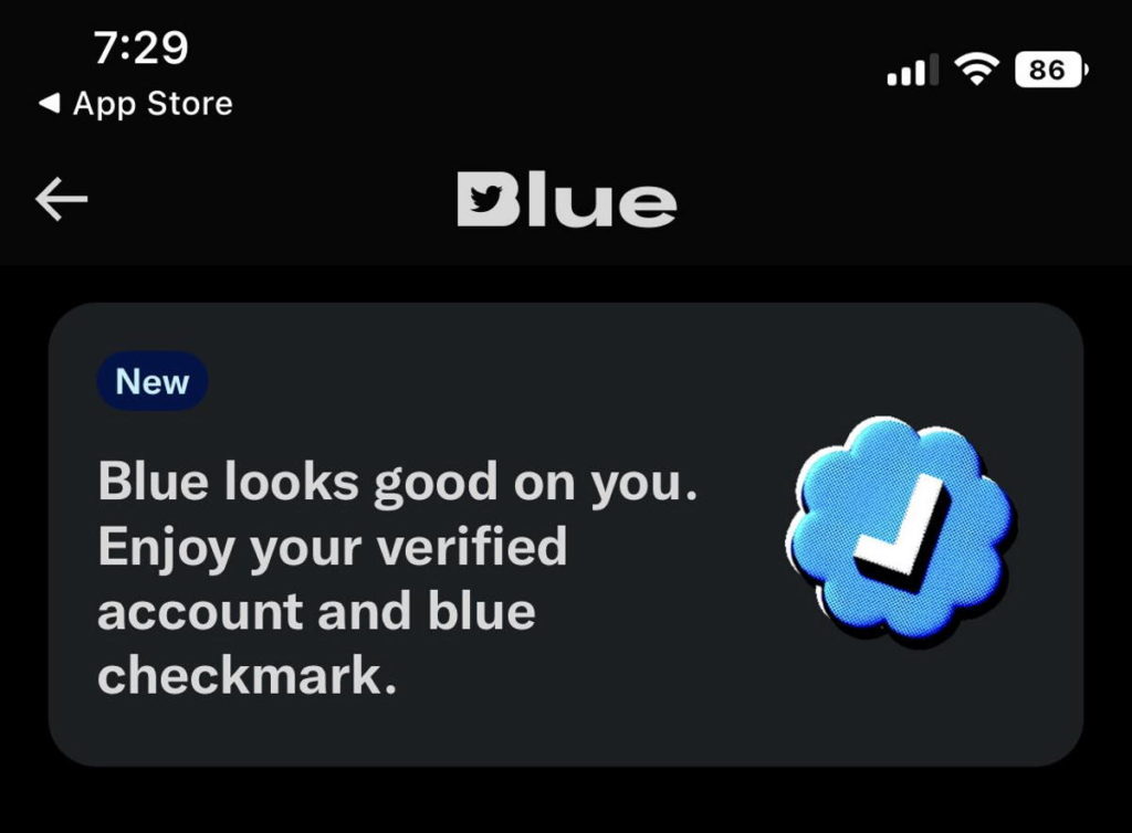 Twitter Elon Musk Blue verificação iOS