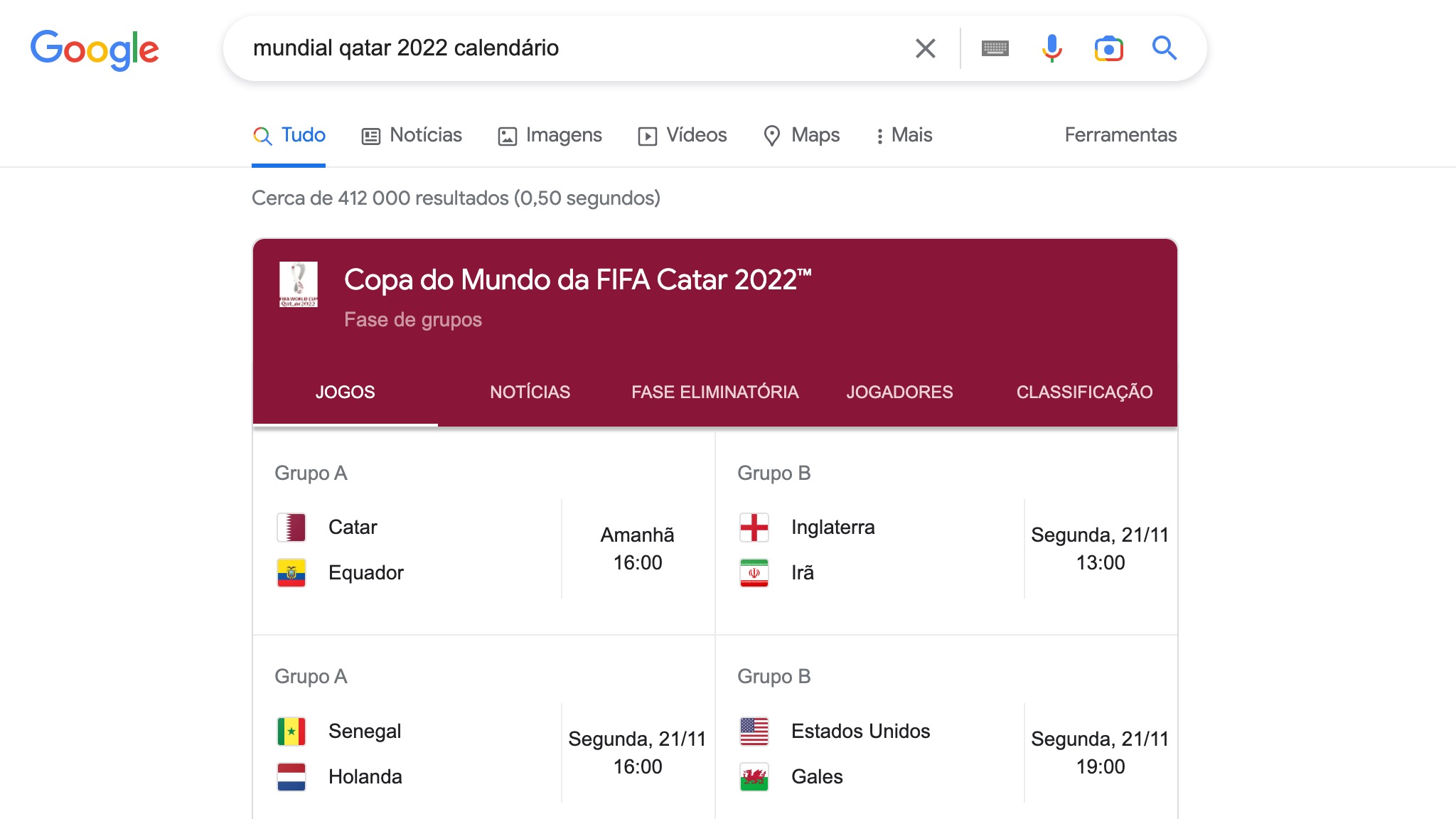 Calendário da Copa do Mundo da FIFA Qatar 2022