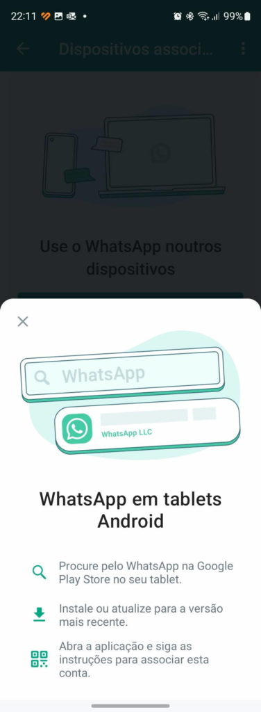 Prueba de sincronización de tabletas Android WhatsApp