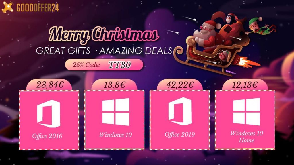 Natal volta à GoodOffer24: chaves digitais vitalicias para Windows, Office e outros