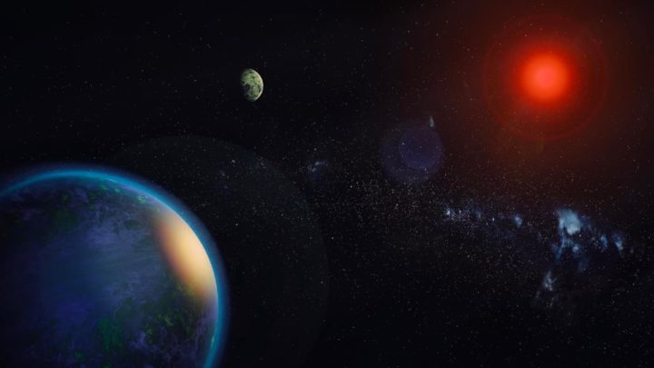 Ilustração de planetas perto da Terra que podem abrigar vida humana