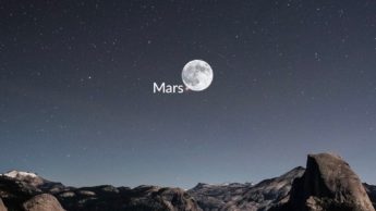 Imagem da Lua com Marte em oposição