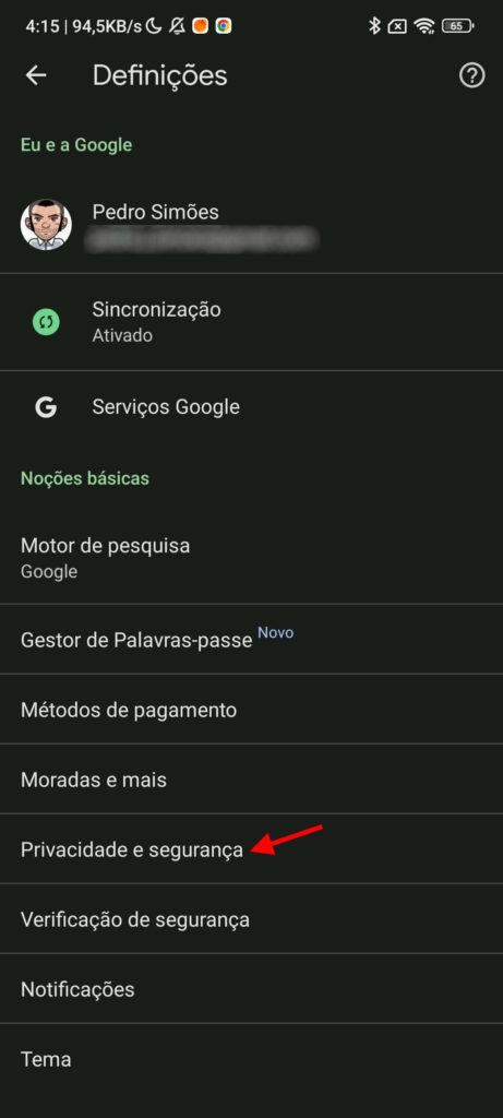 Chrome Android separadores navegação anónima